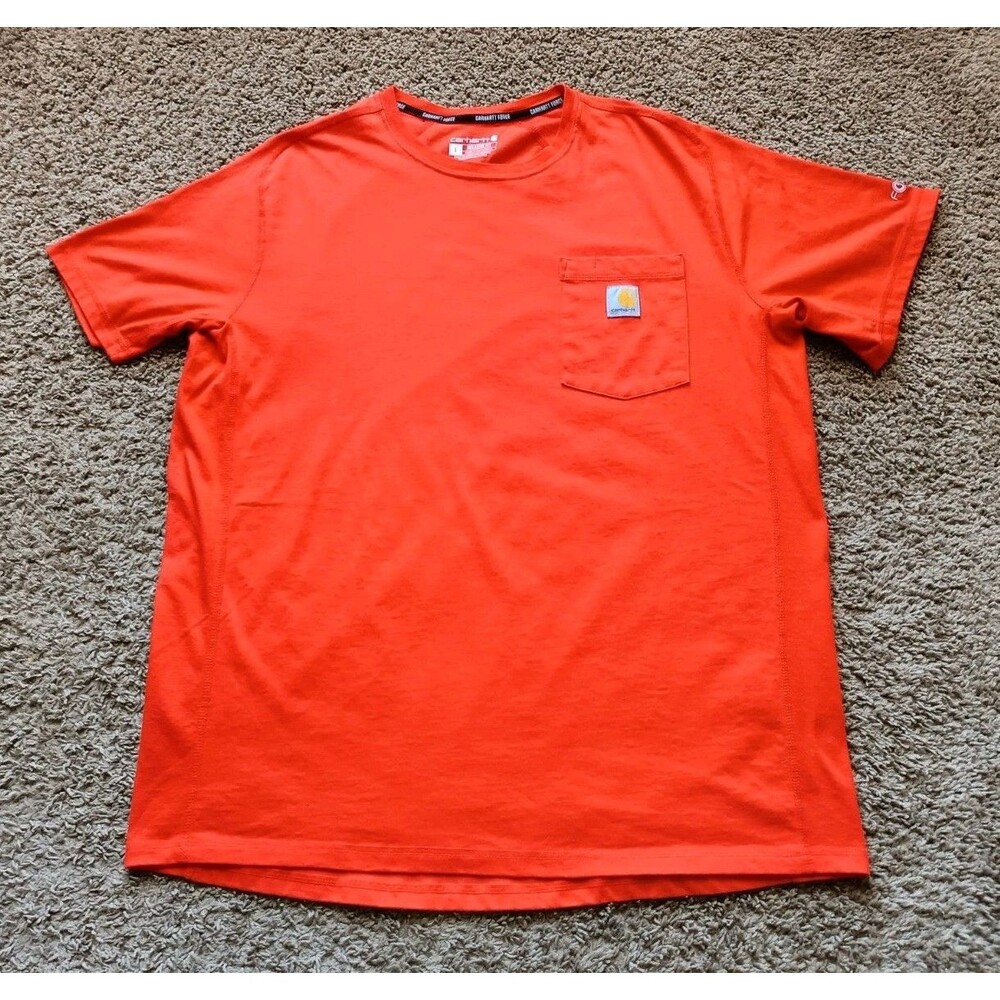 Carhartt Relaxed Fit T-Shirt Men's Size Large Orange Front Pocket Work Shirt
